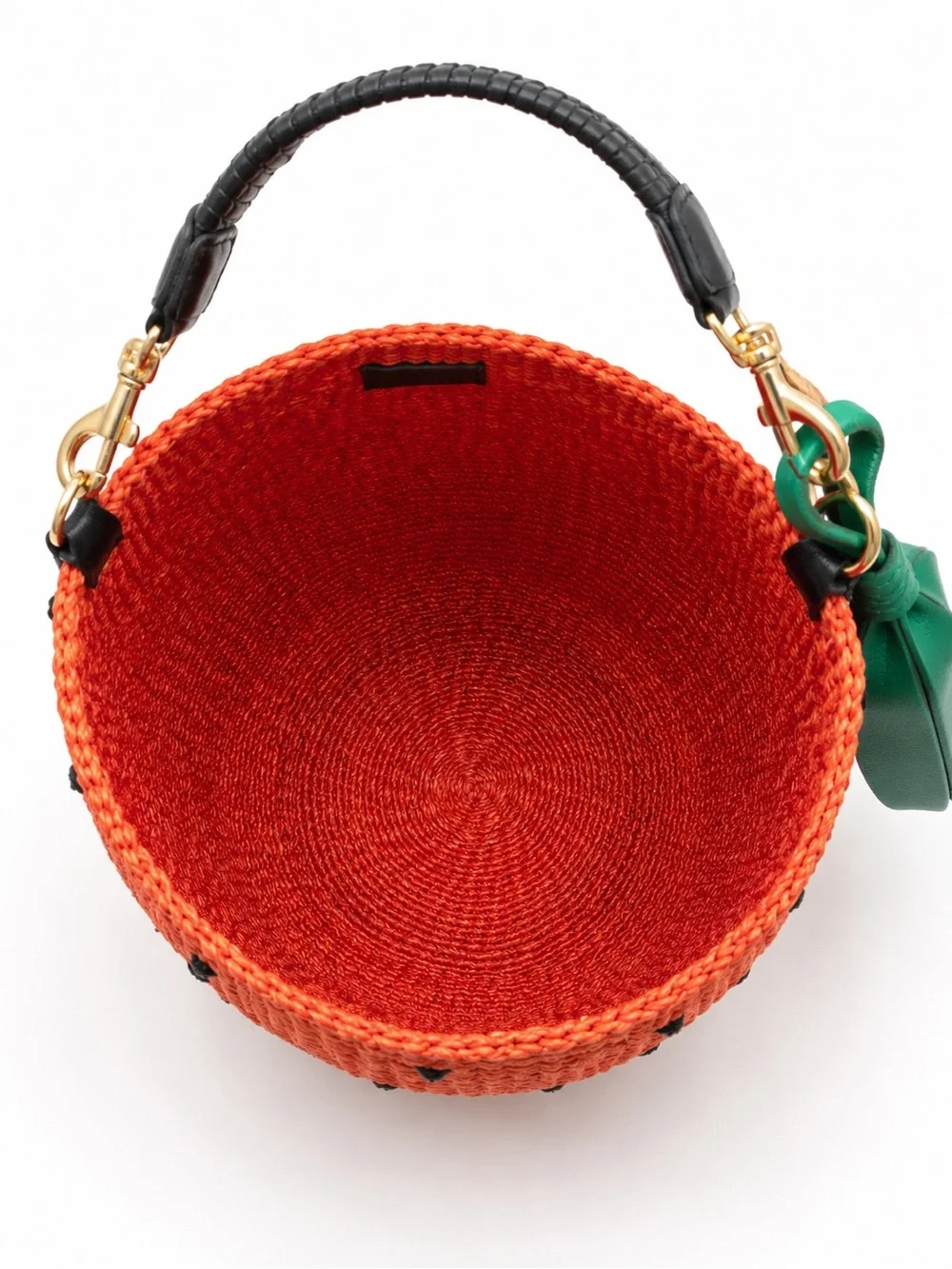 SOLD Clare V Strawberry Raffia Bucket Bag Woven Leather Handle Resort Euro - Picture 2 of 13
